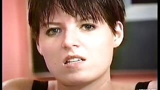 Girl with short hair gets her hairy pussy licked and drilled by a guy with big dick